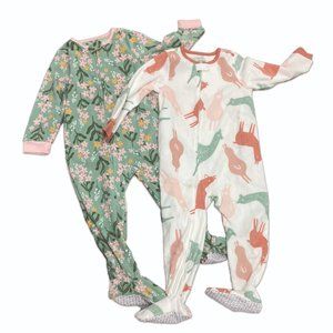 Carters 2 pack 1 piece fleece sleepwear - 3T/3A - Flowers and llamas
